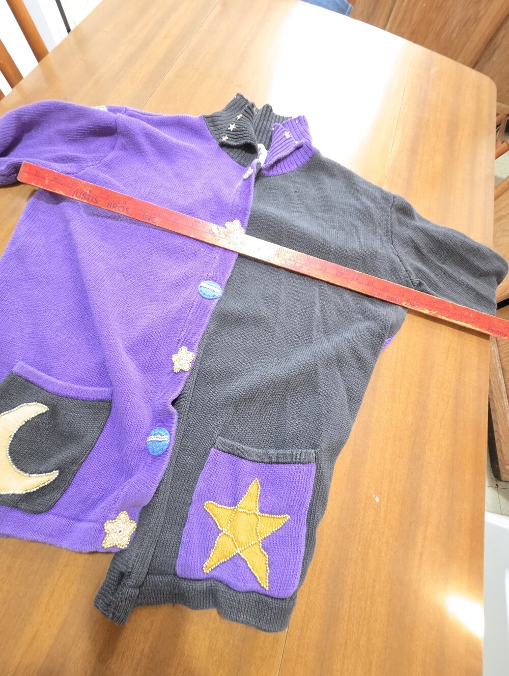 Storybook Knits Sweaters Celwstial Moon Stars Large Purple Black - Picture 9 of 12